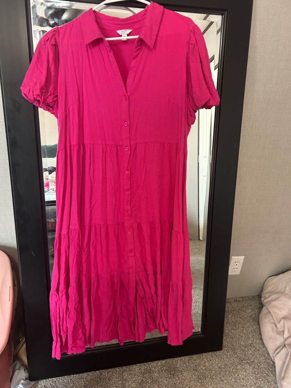 crown & ivy Hot Pink Button-Front Dress